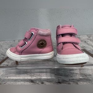 Converse Pink Chuck Taylor Leather All Star High Top Shoes Toddler Sz 4